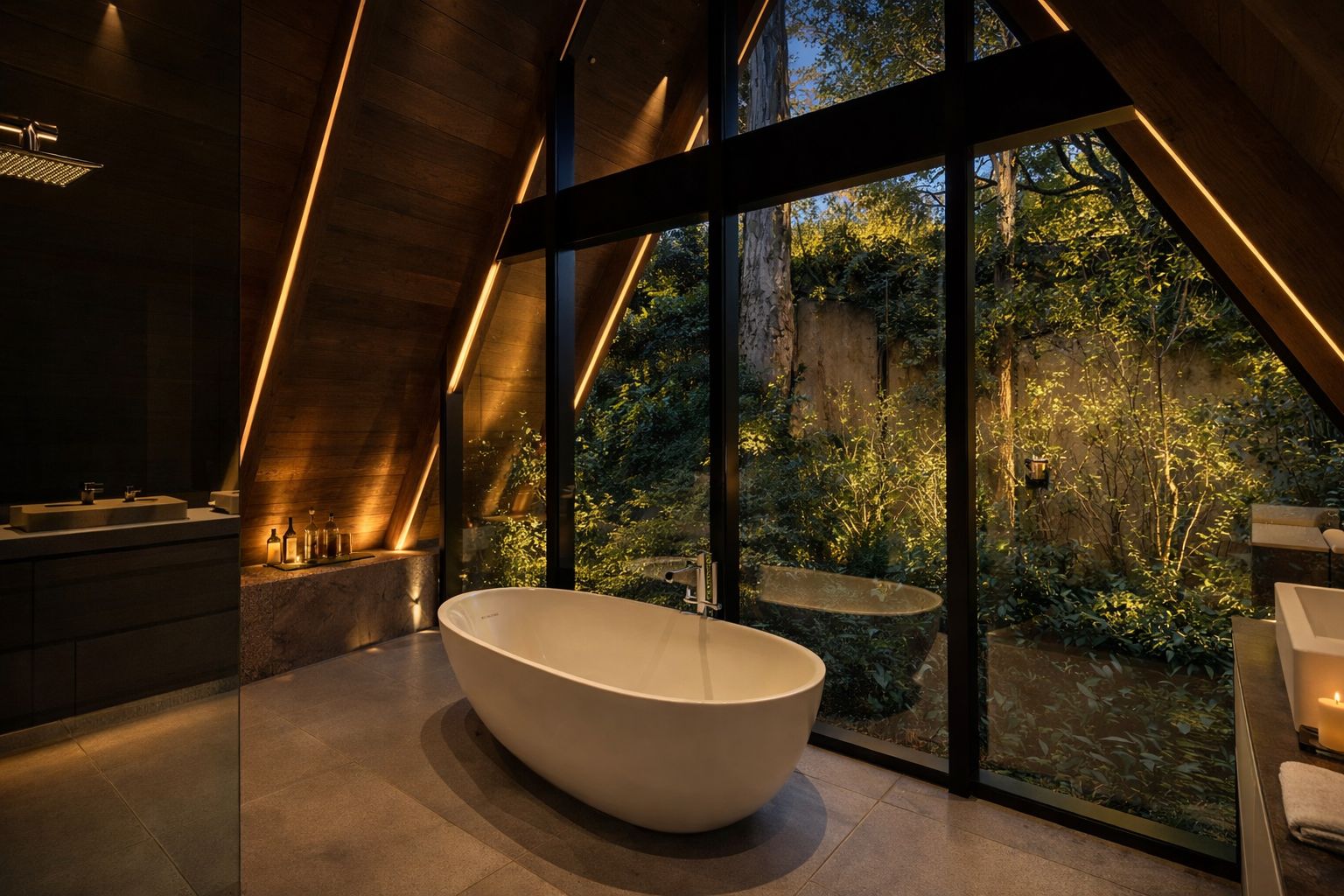 HUMANTA 1-Bedroom bathroom with forest views
